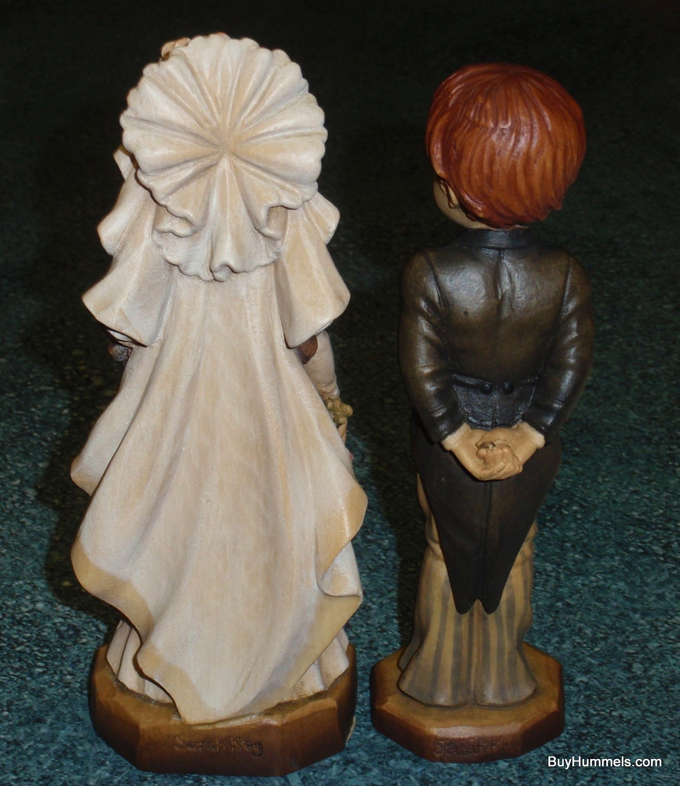 Anri 6” Bride Groom Wood Carving Figurines "With this Ring" & "To Love and Cherish" - Fantastic Collectible Wedding Gift From Italy!