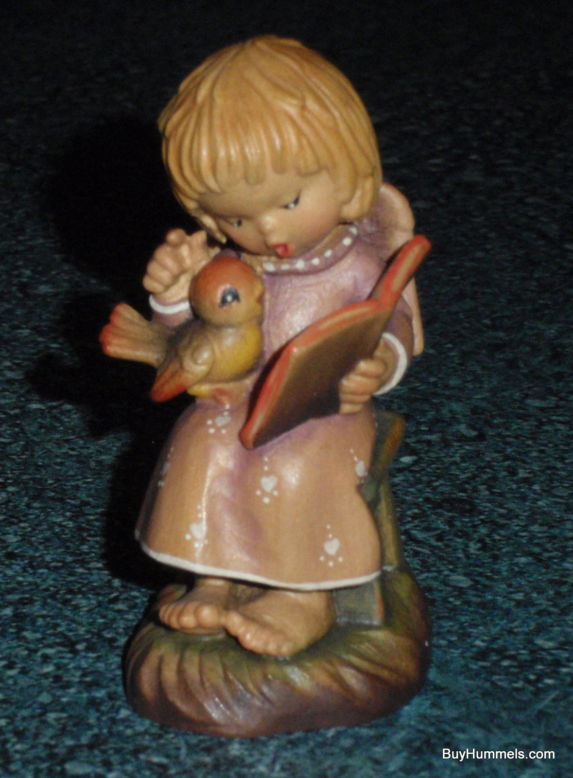 Anri Sarah Kay “THE CHORAL” Christmas Woodcarving 3" Figurine With Box - Little Angel With Bird!