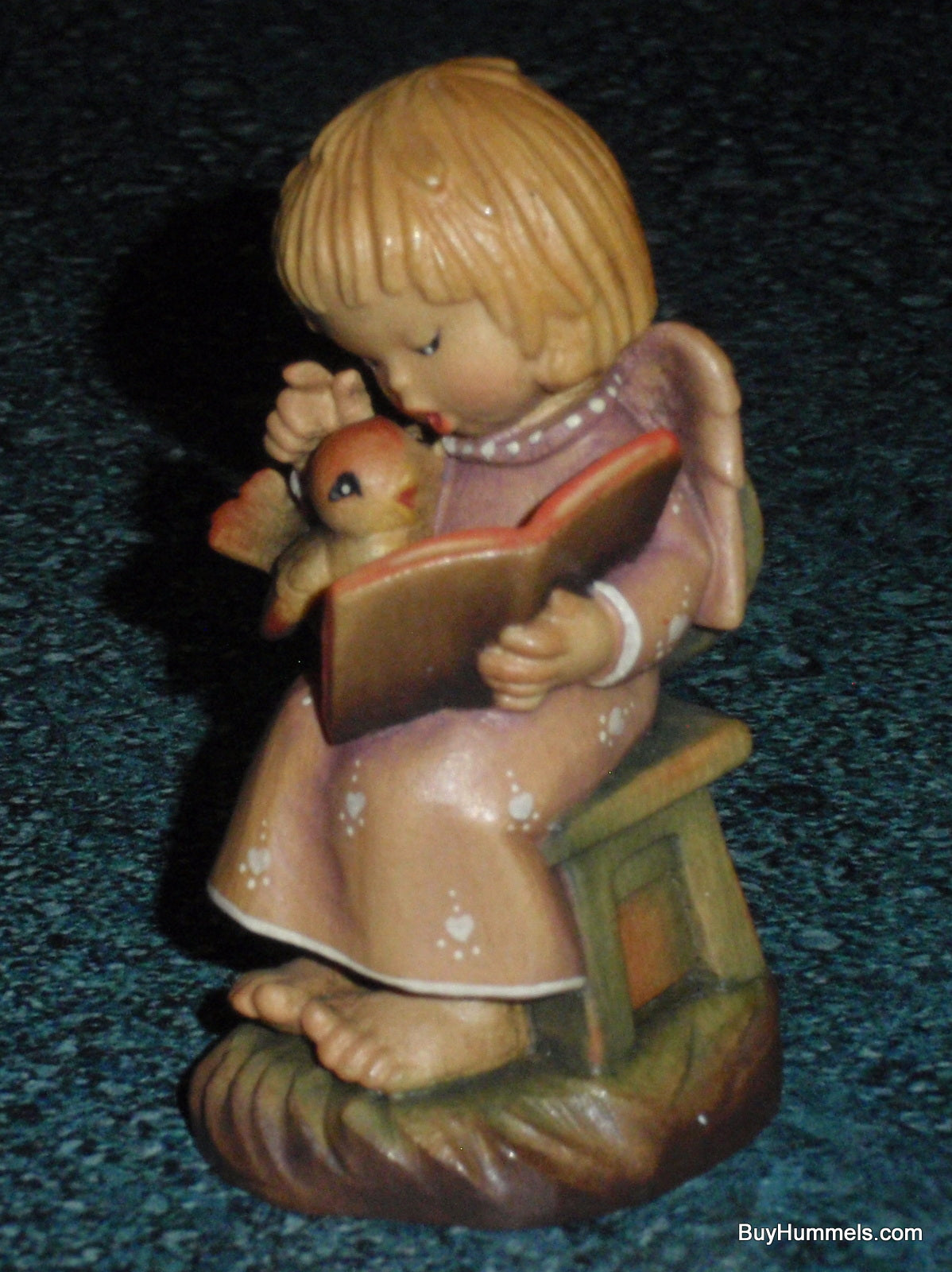 Anri Sarah Kay “THE CHORAL” Christmas Woodcarving 3" Figurine With Box - Little Angel With Bird!