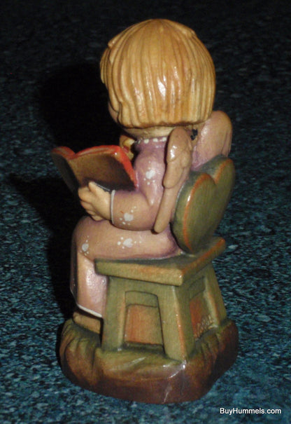 Anri Sarah Kay “THE CHORAL” Christmas Woodcarving 3" Figurine With Box - Little Angel With Bird!