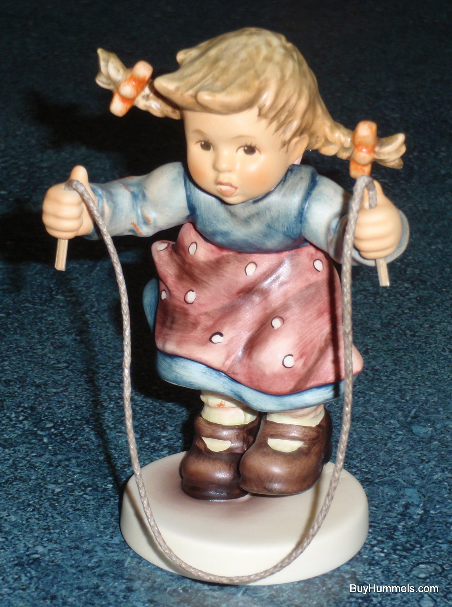 "Jump For Joy" Goebel Hummel Figurine #2048/A - Girl With Pigtails Jumping Rope - CUTE!