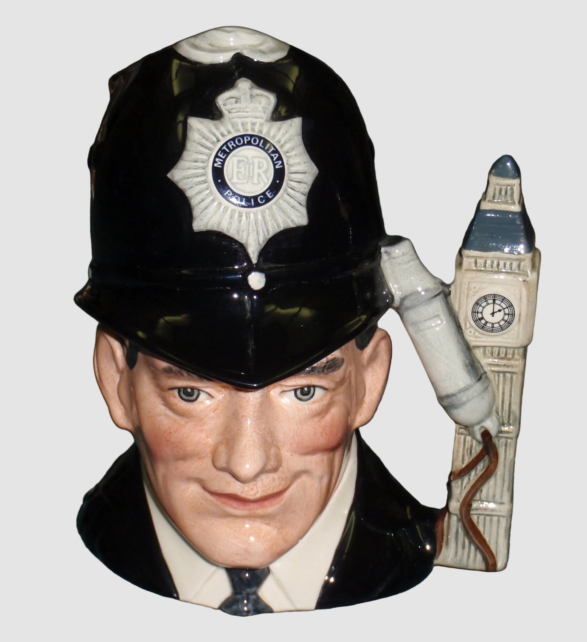 Royal Doulton The London Bobby Character Toby Jug D6744 Large Policeman Big Ben Handle Stanley J Taylor Vintage England