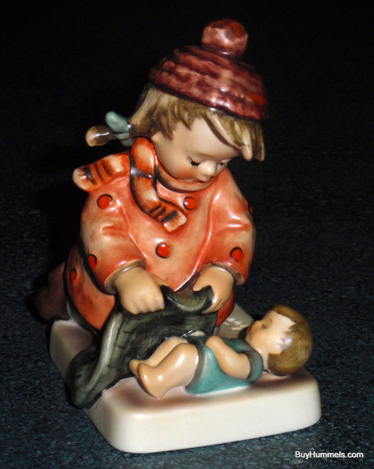 "Sleep Tight" Goebel Hummel Figurine #424 - Girl Tucking In Her Baby Brother!