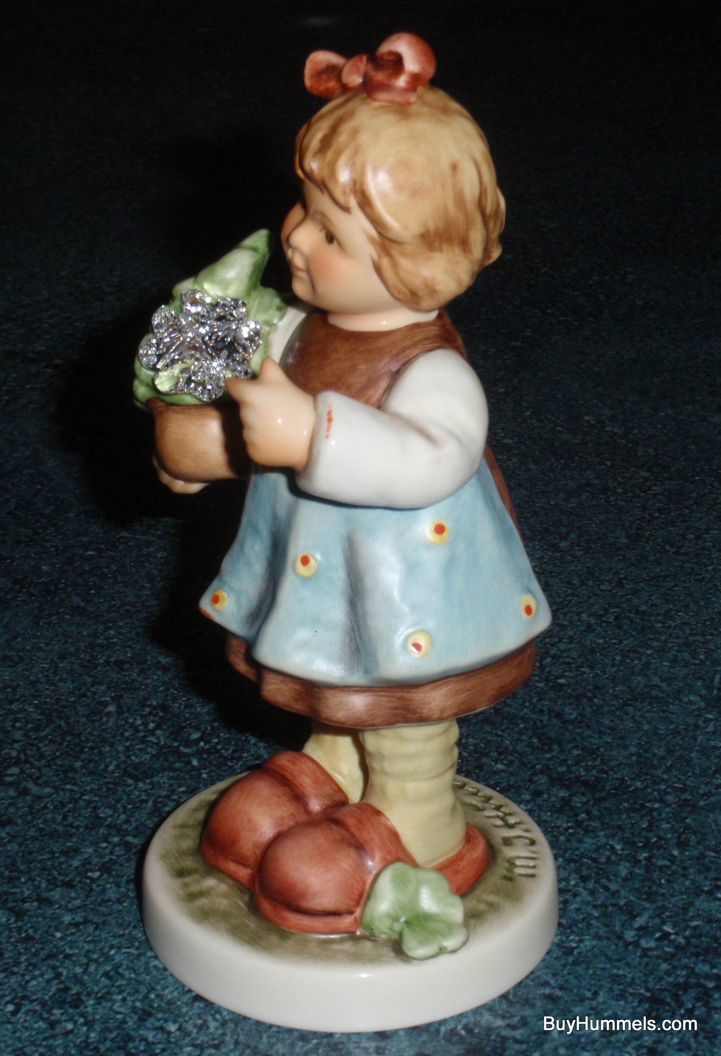 "Lucky Girl" Goebel Hummel Figurine #2387 - With Swarovski Crystal Clover