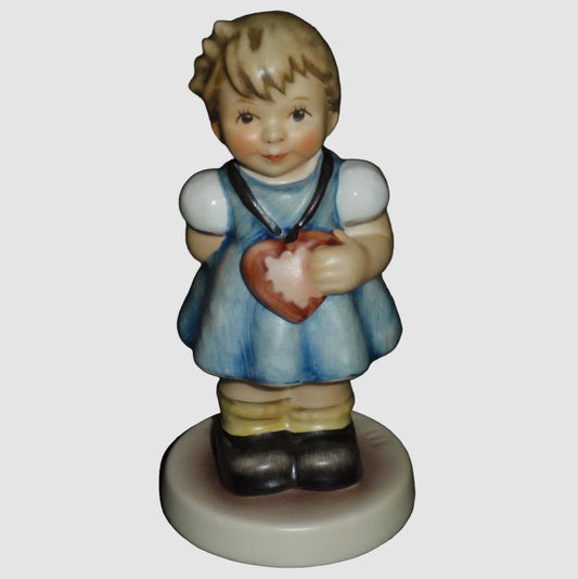 My Heart's Desire Goebel Hummel Figurine 2102/A Helmut Fischer TMK-8 Girl with Heart Vintage Germany Porcelain