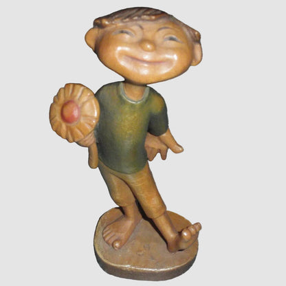 "Keep Her Guessing" Anri Wood Carving Figurine #52233/1 (5.75")