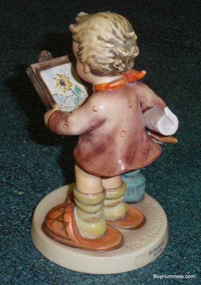 "Art Critic" Goebel Hummel Figurine #318 - Little Boy With Sunflower Painting!