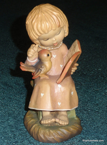 6" ANRI FERRANDIZ Hand Carved Wooden Figurine “The Choral Girl” SIGNED With Original Box - Little Girl With Bird - Springtime Gift!