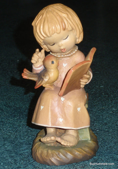 6" ANRI FERRANDIZ Hand Carved Wooden Figurine “The Choral Girl” SIGNED With Original Box - Little Girl With Bird - Springtime Gift!