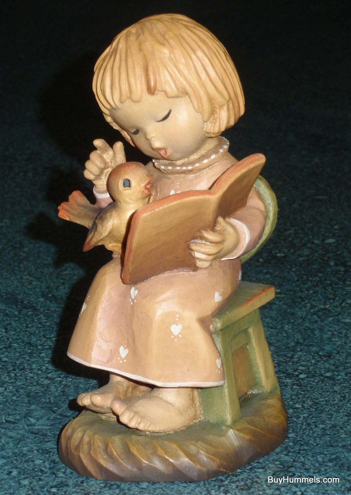 6" ANRI FERRANDIZ Hand Carved Wooden Figurine “The Choral Girl” SIGNED With Original Box - Little Girl With Bird - Springtime Gift!