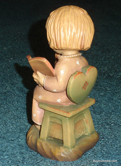 6" ANRI FERRANDIZ Hand Carved Wooden Figurine “The Choral Girl” SIGNED With Original Box - Little Girl With Bird - Springtime Gift!