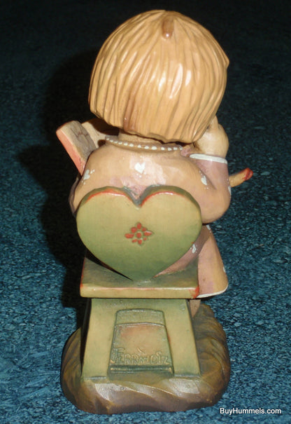 6" ANRI FERRANDIZ Hand Carved Wooden Figurine “The Choral Girl” SIGNED With Original Box - Little Girl With Bird - Springtime Gift!