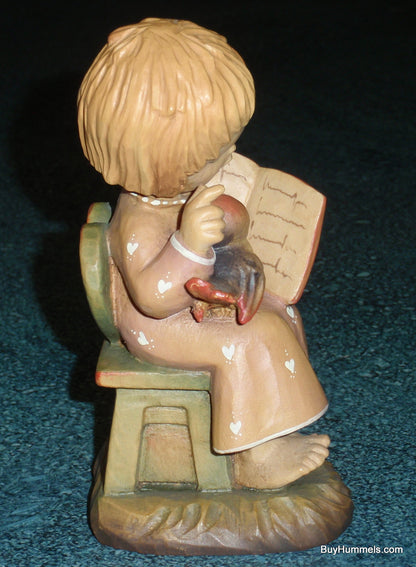 6" ANRI FERRANDIZ Hand Carved Wooden Figurine “The Choral Girl” SIGNED With Original Box - Little Girl With Bird - Springtime Gift!