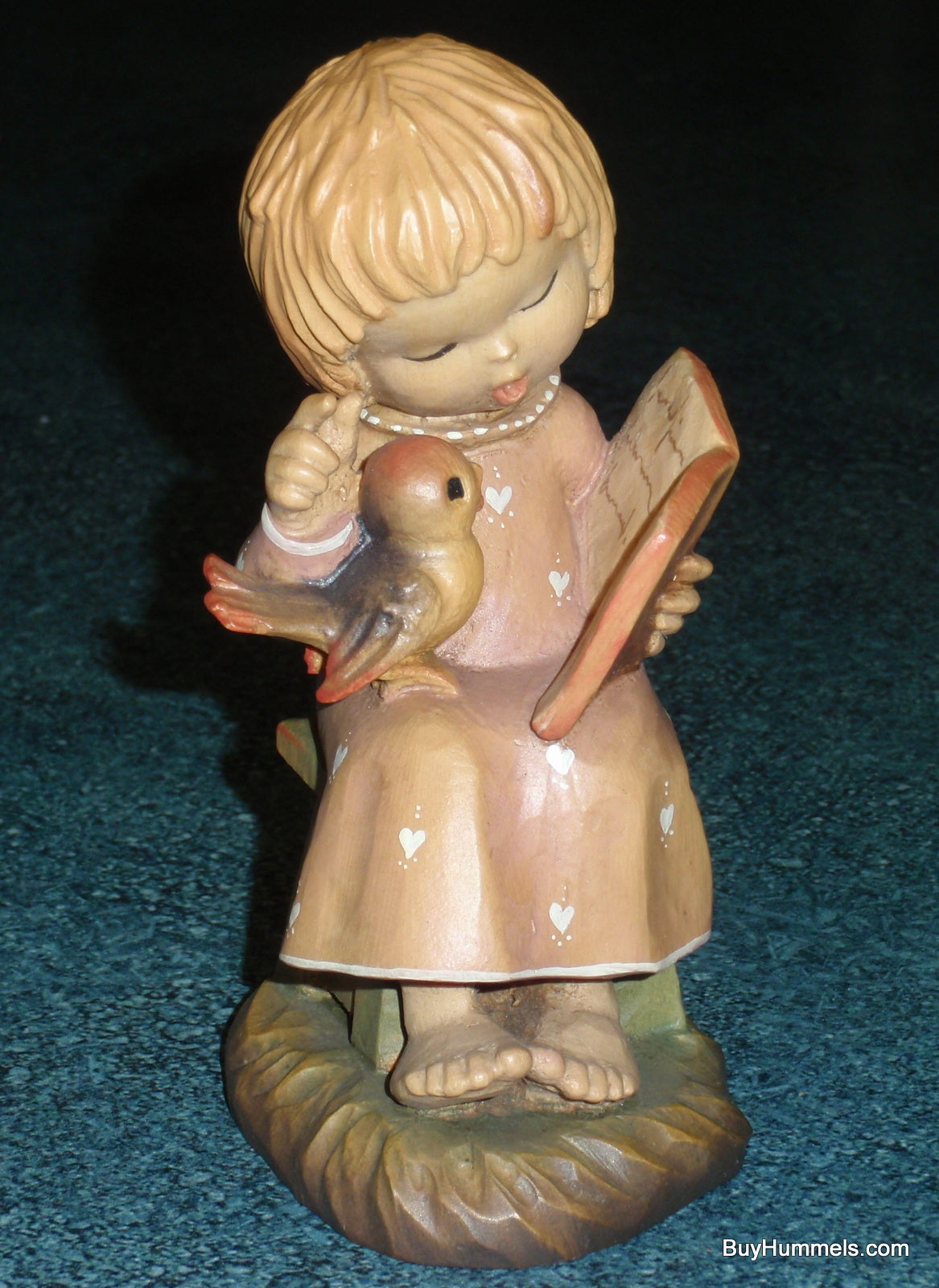 6" ANRI FERRANDIZ Hand Carved Wooden Figurine “The Choral Girl” SIGNED With Original Box - Little Girl With Bird - Springtime Gift!