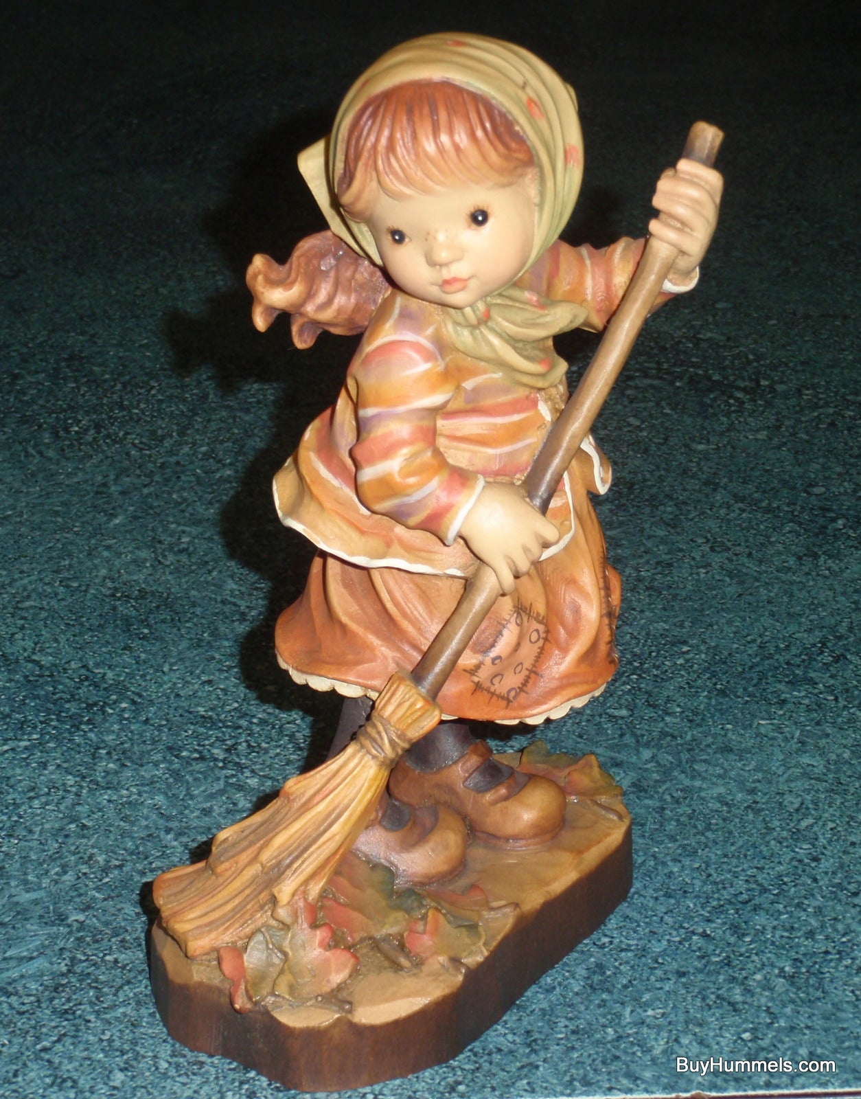 Anri 7" Sarah Kay "Autumn Magic" Girl Signed With Original Box - Adorable Little Girl Raking Leaves On Fall Day!