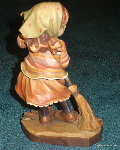 Anri 7" Sarah Kay "Autumn Magic" Girl Signed With Original Box - Adorable Little Girl Raking Leaves On Fall Day!