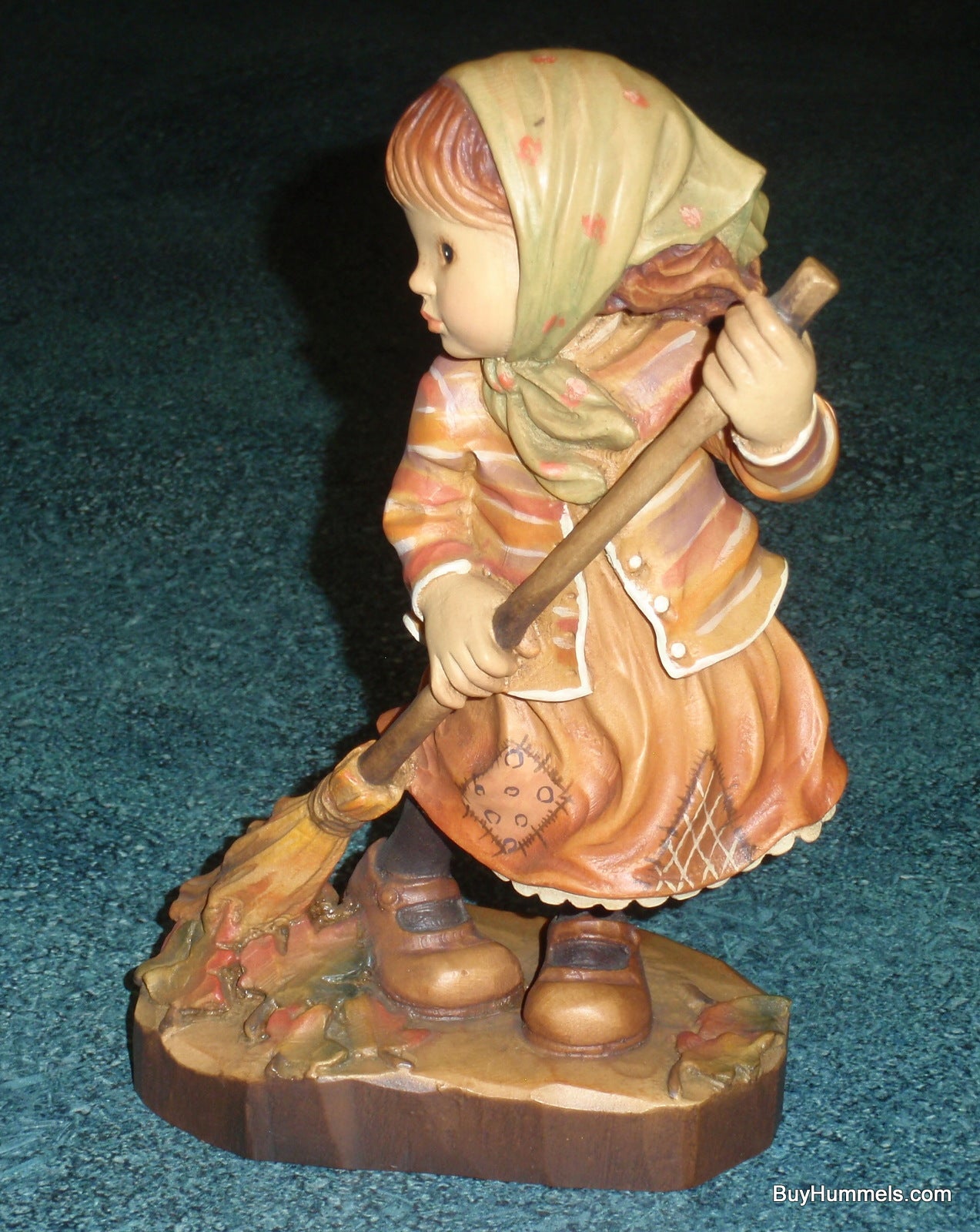 Anri 7" Sarah Kay "Autumn Magic" Girl Signed With Original Box - Adorable Little Girl Raking Leaves On Fall Day!