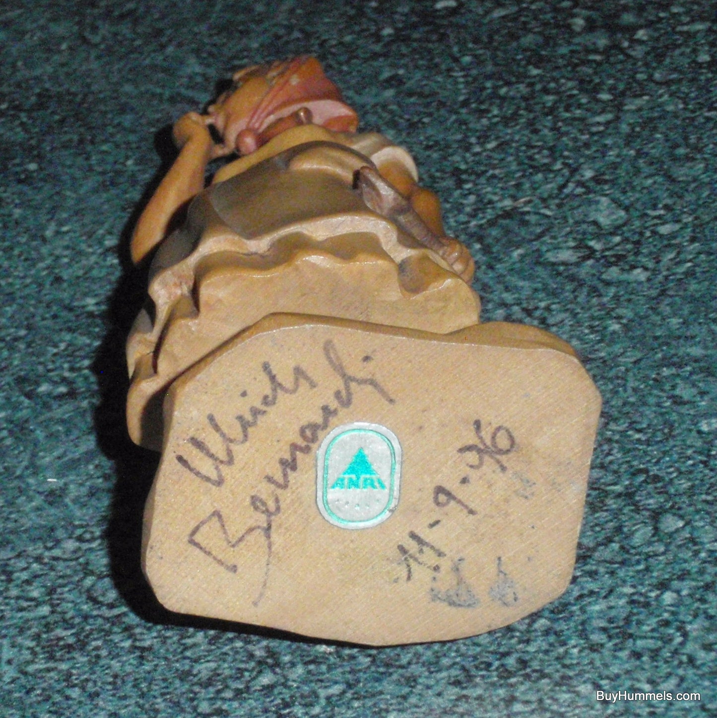 "Farm Woman With Spoon" Anri Wood Carving Figurine - Signed (5")