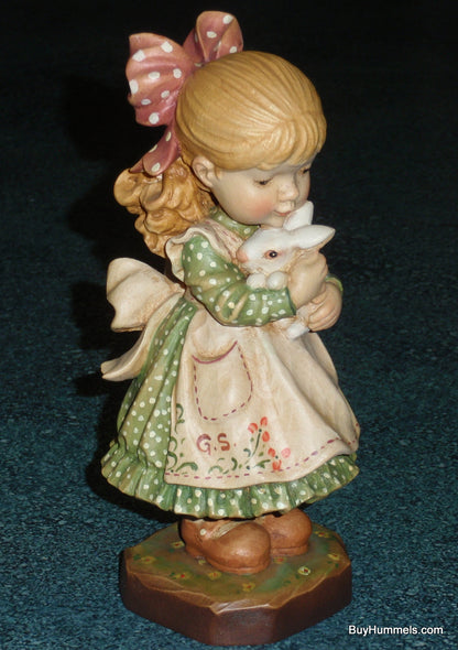 ANRI Sarah Kay "Spring Delight" ITALY Limited Edition 6" Signed Figurine With Box - Little Girl With Bunny In Her Arms - Easter Gift!