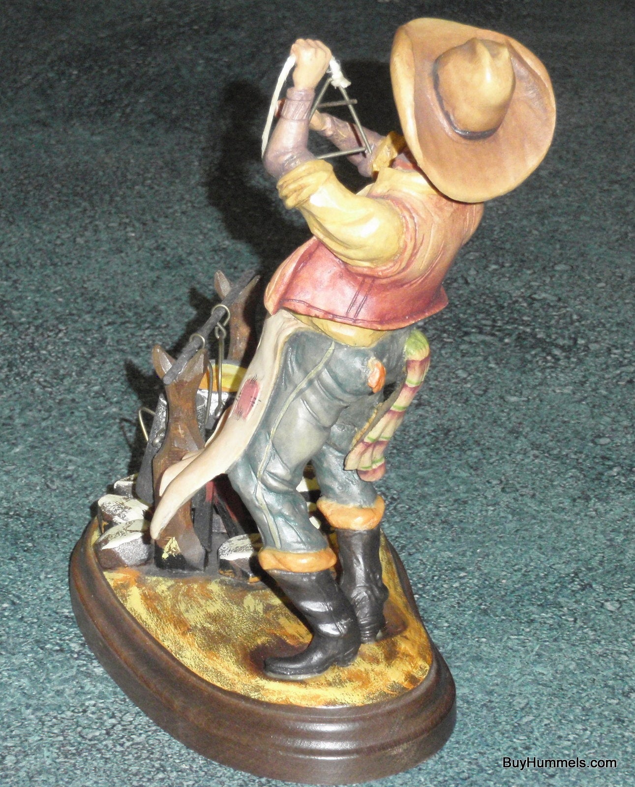 Anri John H Kittelson Supper Time Camp Fire Cowboy 8" Chuck Wagon Wood Figurine