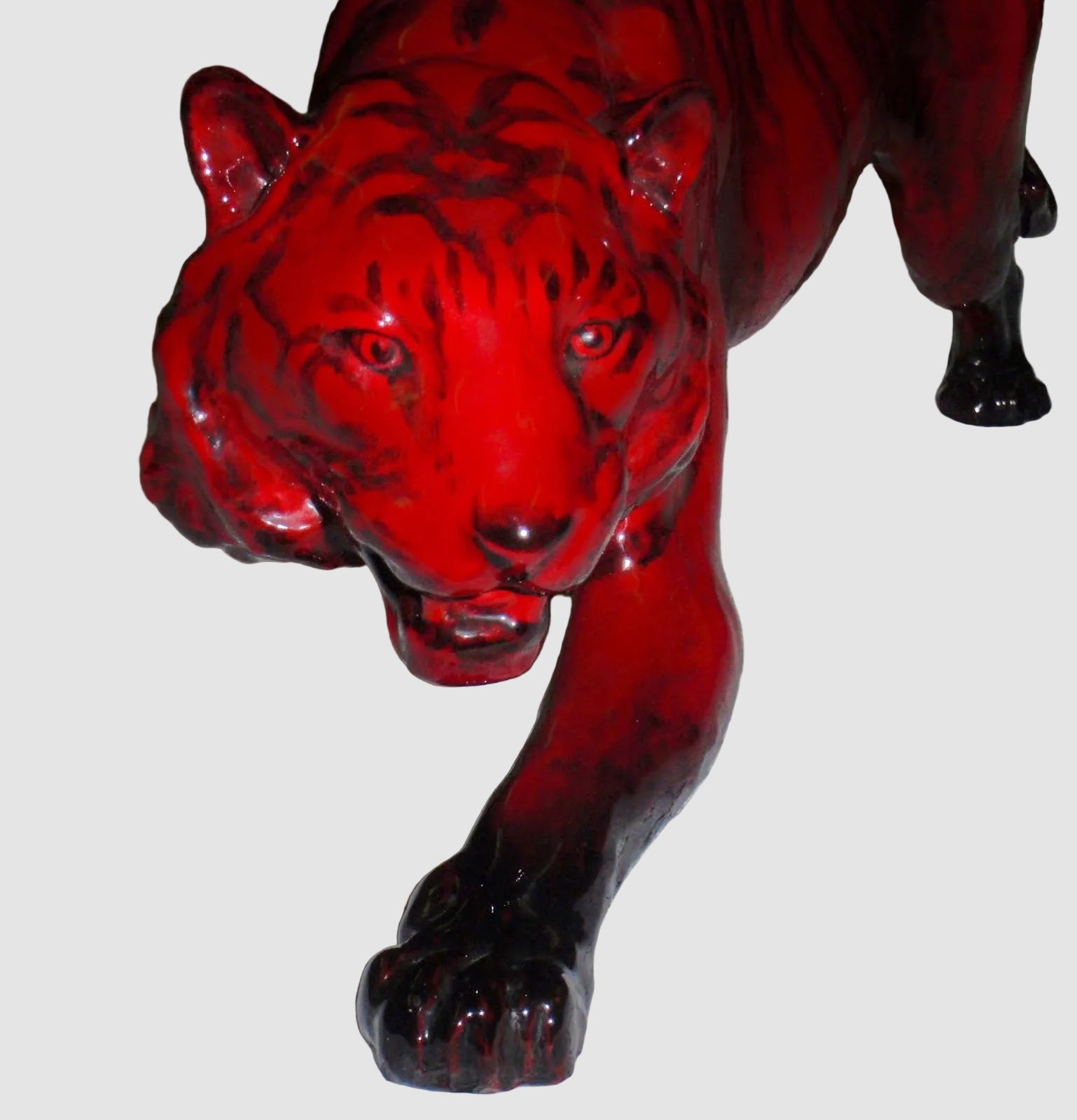 Royal Doulton Flambe Stalking Tiger Figurine HN1082 Extra Large Red Blue Accents Vintage England
