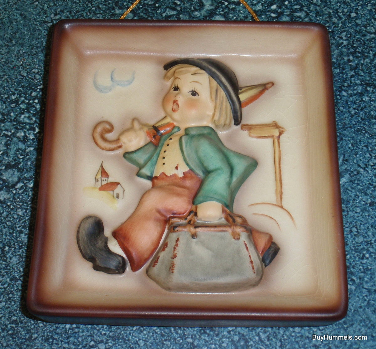 "Merry Wanderer" Goebel Hummel Wall Plaque #92 - TMK-6 (5")