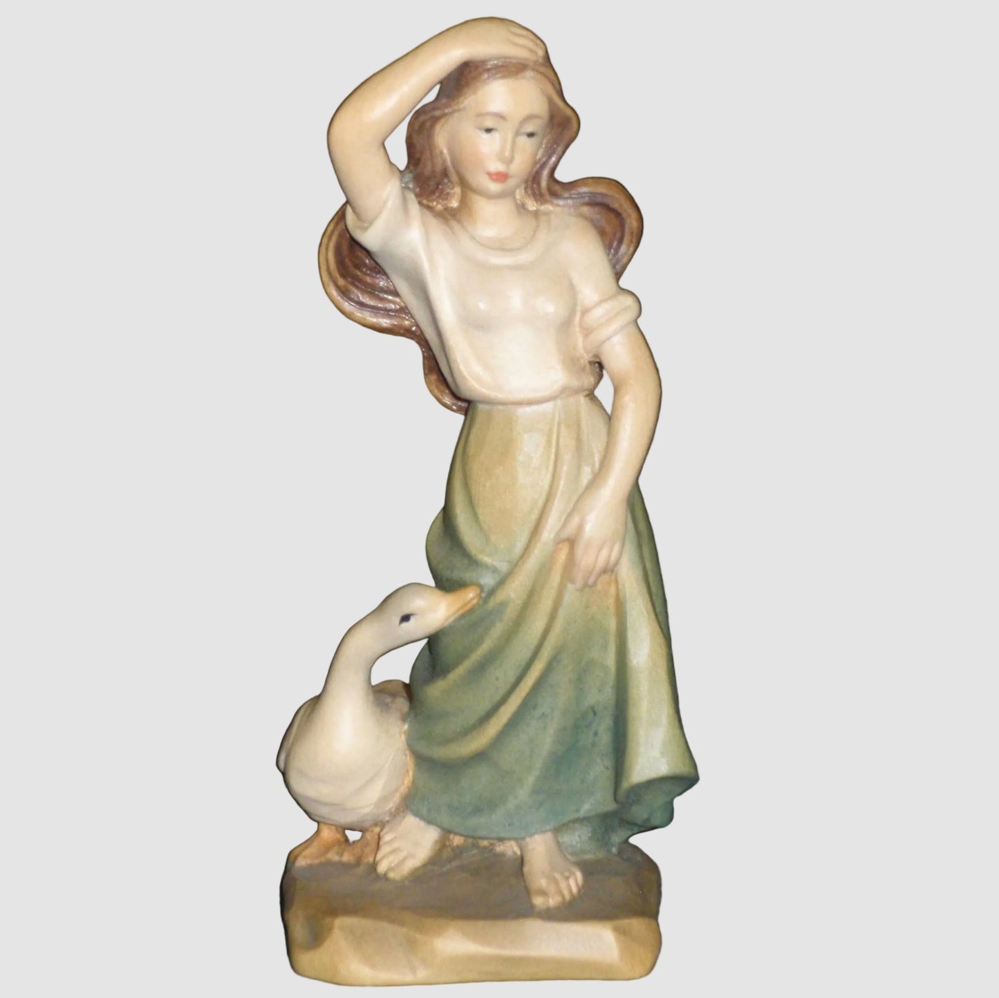 "Goose Girl" Anri Ferrandiz Wood Carved Figurine #688991 - Signed Bernardi (5")