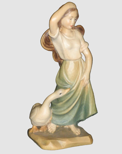 "Goose Girl" Anri Ferrandiz Wood Carved Figurine #688991 - Signed Bernardi (5")