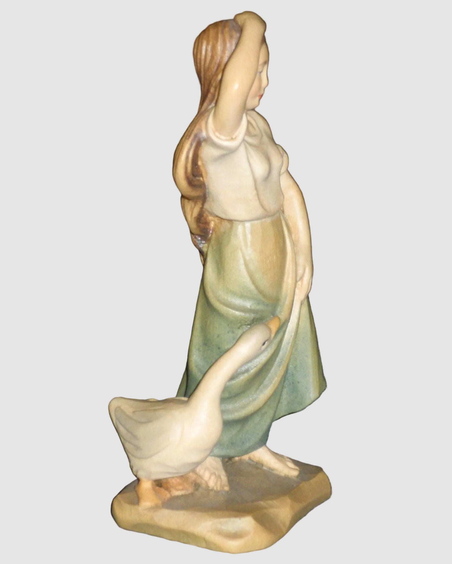 "Goose Girl" Anri Ferrandiz Wood Carved Figurine #688991 - Signed Bernardi (5")