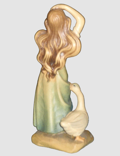 "Goose Girl" Anri Ferrandiz Wood Carved Figurine #688991 - Signed Bernardi (5")