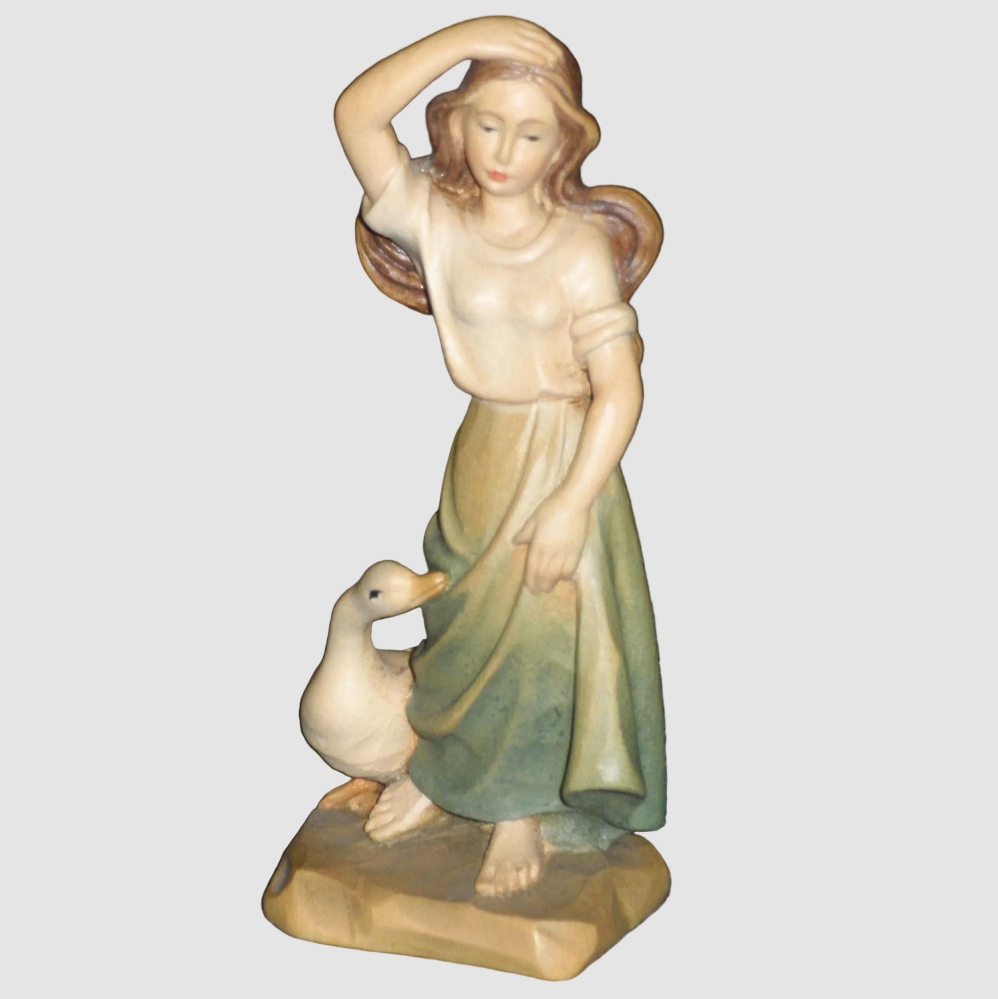 Anri Ferrandiz Goose Girl Wood Carved Figurine 688991 Ulrich Bernardi Farm Signed Rare Vintage Italy