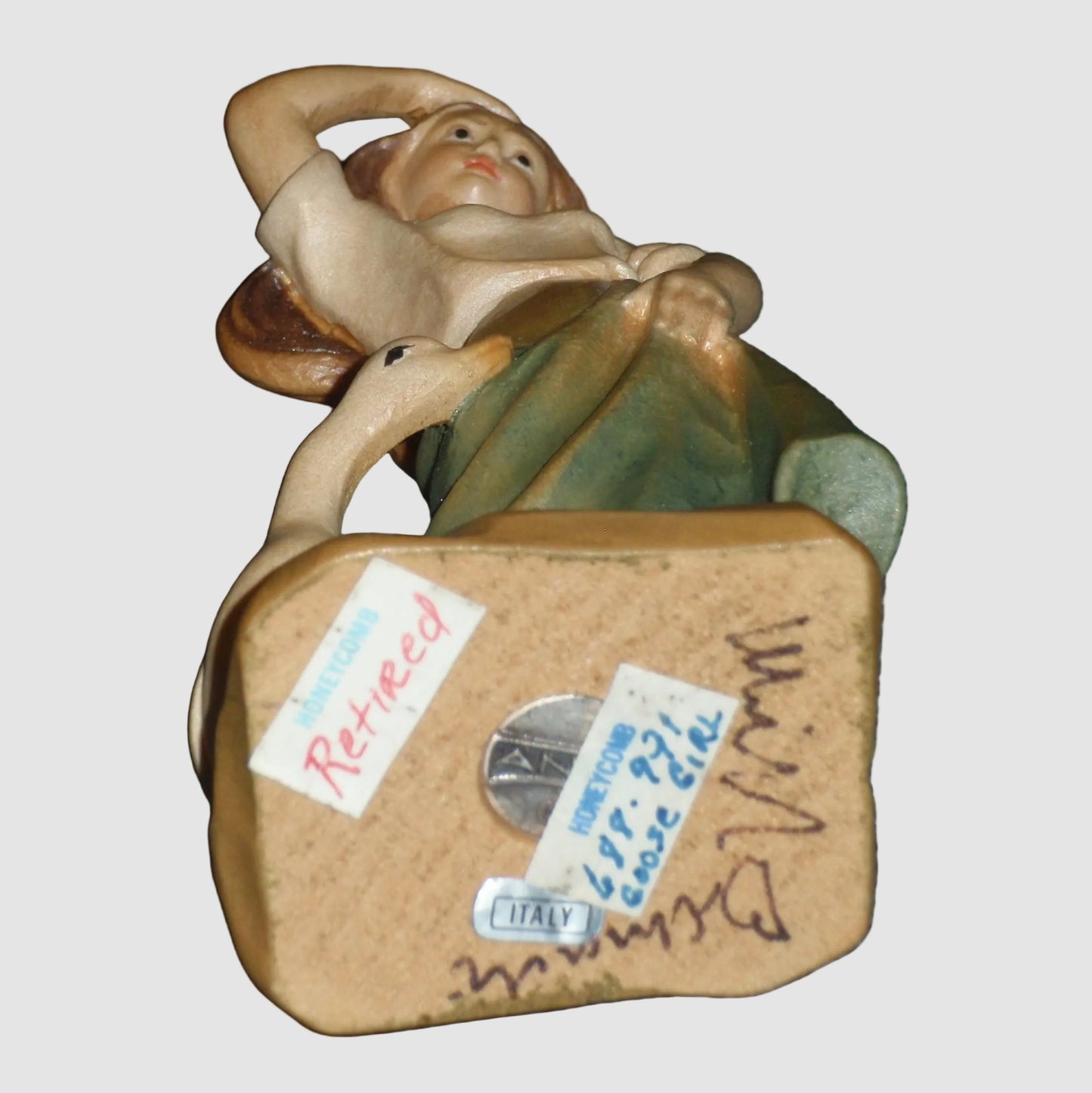 "Goose Girl" Anri Ferrandiz Wood Carved Figurine #688991 - Signed Bernardi (5")