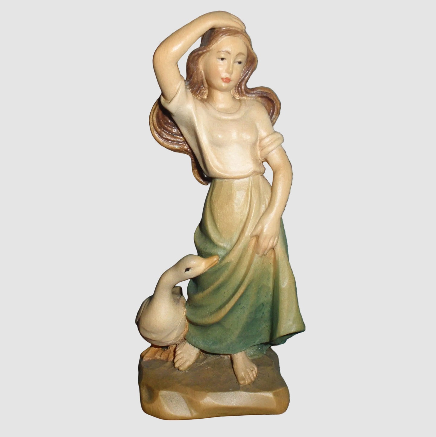 "Goose Girl" Anri Ferrandiz Wood Carved Figurine #688991 - Signed Bernardi (5")