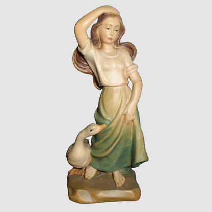 "Goose Girl" Anri Ferrandiz Wood Carved Figurine #688991 - Signed Bernardi (5")