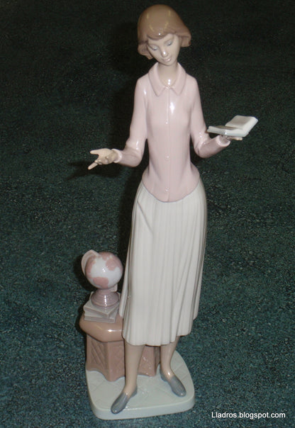 "Today's Lesson" Lladro Porcelain Figurine #6659 - Teacher with Globe