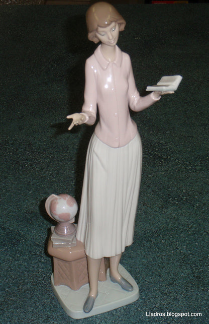 "Today's Lesson" Lladro Porcelain Figurine #6659 - Teacher with Globe