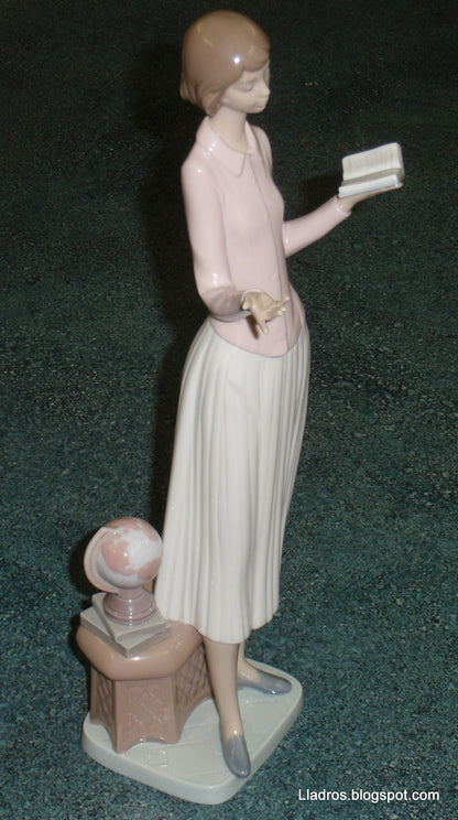 "Today's Lesson" Lladro Porcelain Figurine #6659 - Teacher with Globe