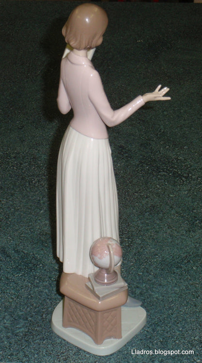 "Today's Lesson" Lladro Porcelain Figurine #6659 - Teacher with Globe