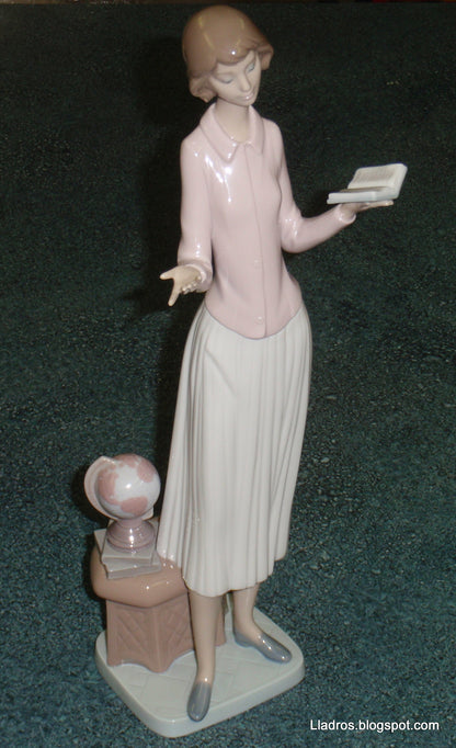 "Today's Lesson" Lladro Porcelain Figurine #6659 - Teacher with Globe