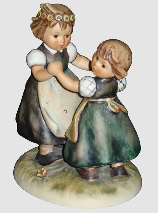 Goebel Hummel Spring Dance Figurine 353/1 Reinhold Unger Frühlingstanz Two Sisters Dancing Girls Large Version Vintage Germany Porcelain