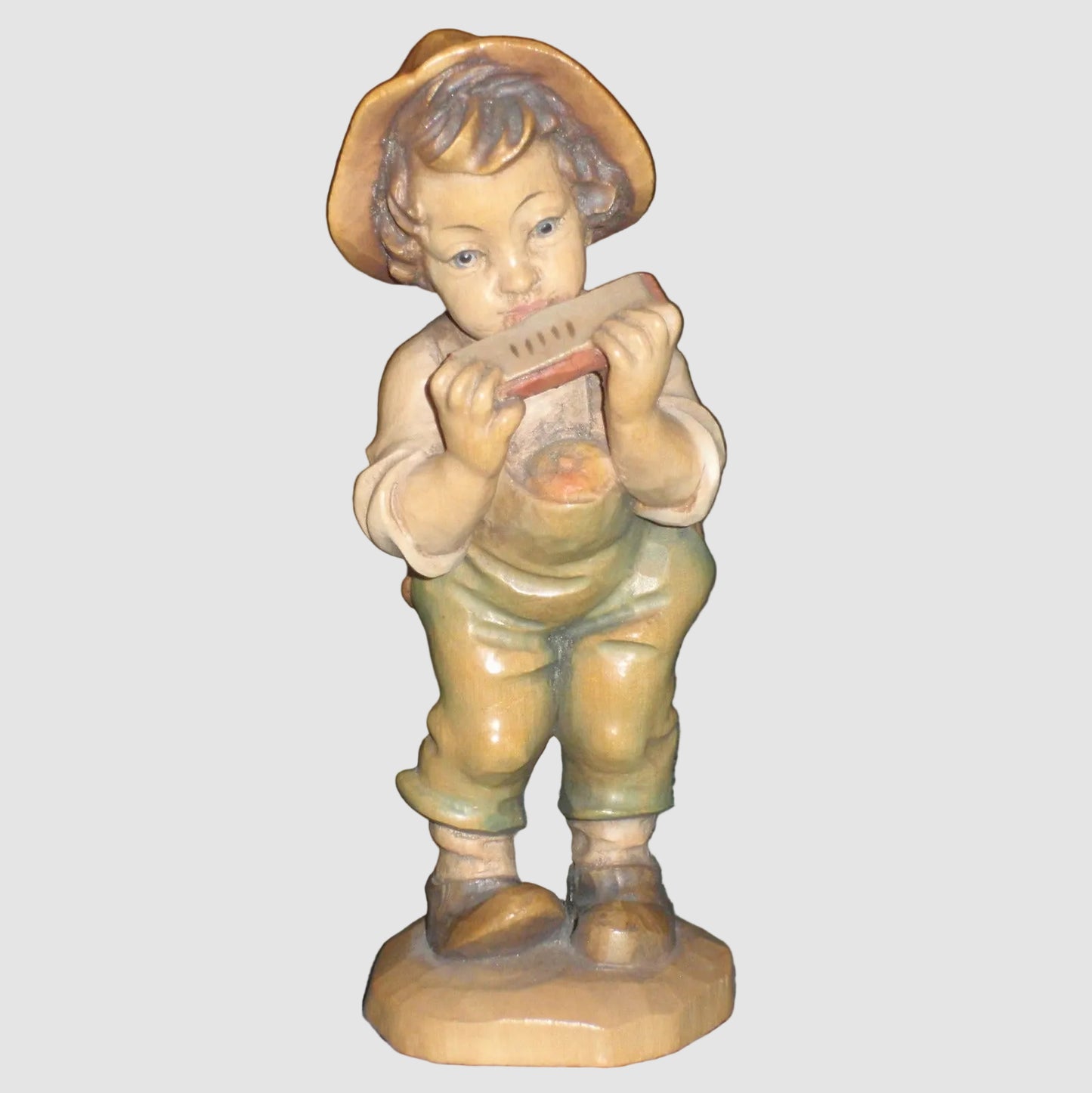"Harmonica Boy" Anri Ferrandiz Wood Carved Figurine - Signed Ulrich Bernardi (5.5")