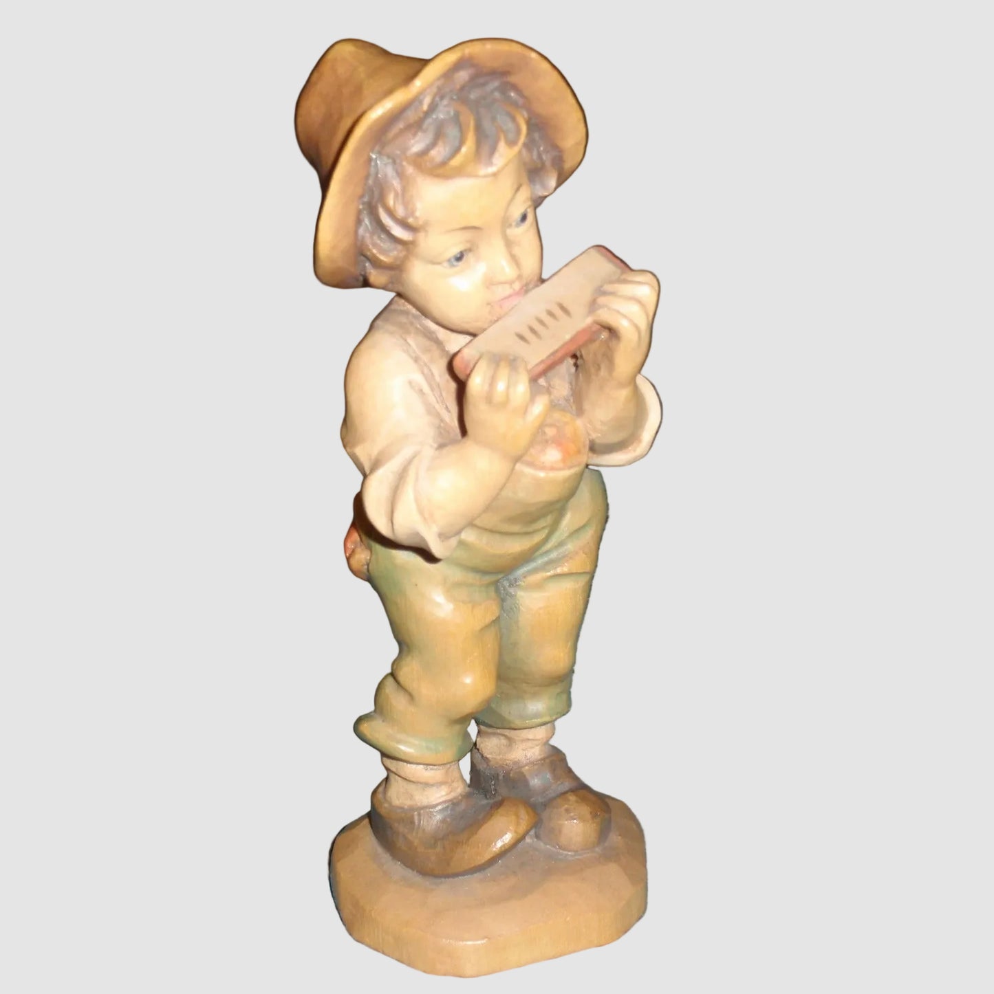 "Harmonica Boy" Anri Ferrandiz Wood Carved Figurine - Signed Ulrich Bernardi (5.5")