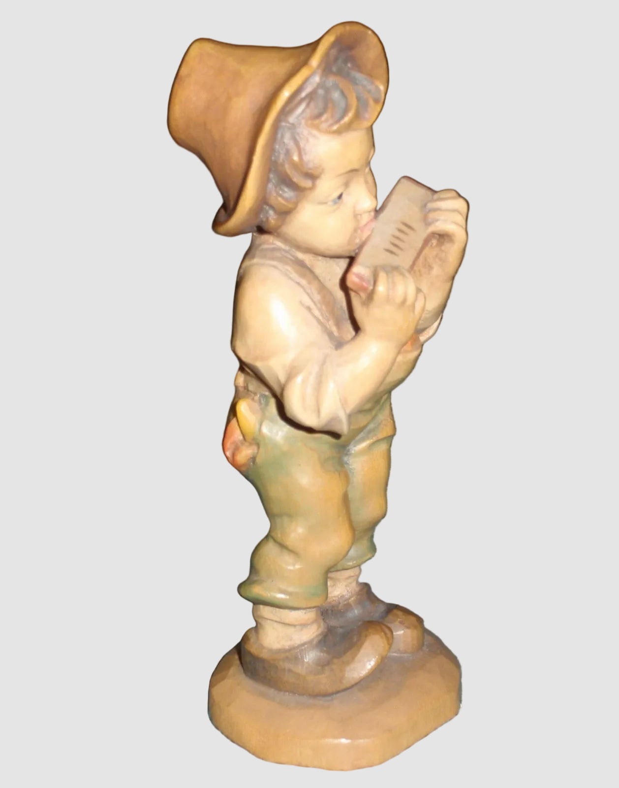 "Harmonica Boy" Anri Ferrandiz Wood Carved Figurine - Signed Ulrich Bernardi (5.5")