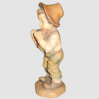 "Harmonica Boy" Anri Ferrandiz Wood Carved Figurine - Signed Ulrich Bernardi (5.5")