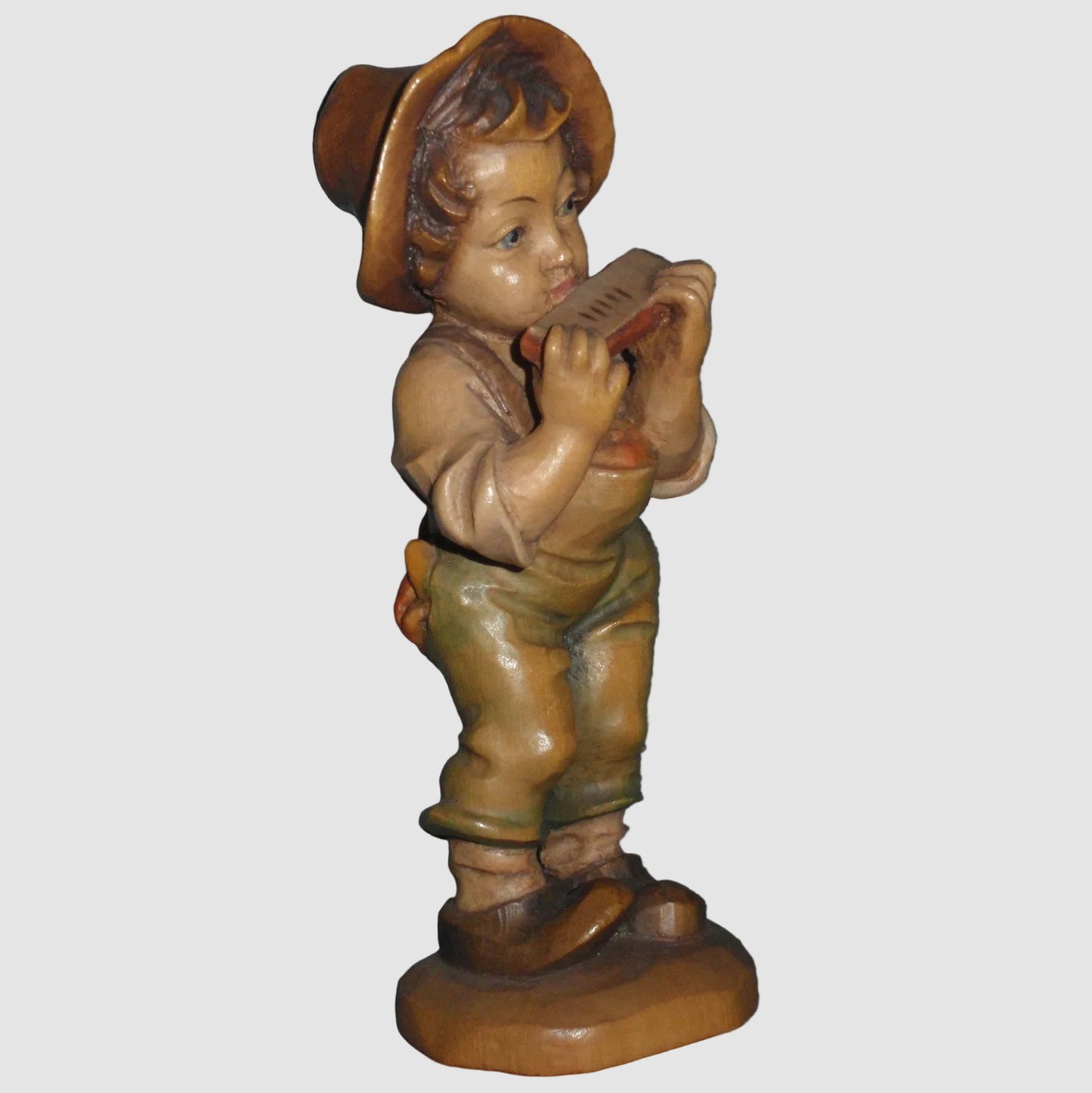 "Harmonica Boy" Anri Ferrandiz Wood Carved Figurine - Signed Ulrich Bernardi (5.5")