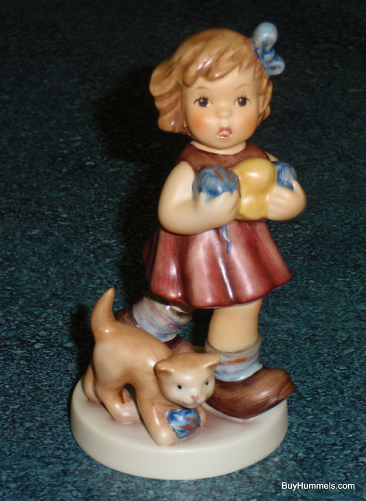 "Little Knitter" Goebel Hummel Figurine #2107/B Girl With Black Cat!