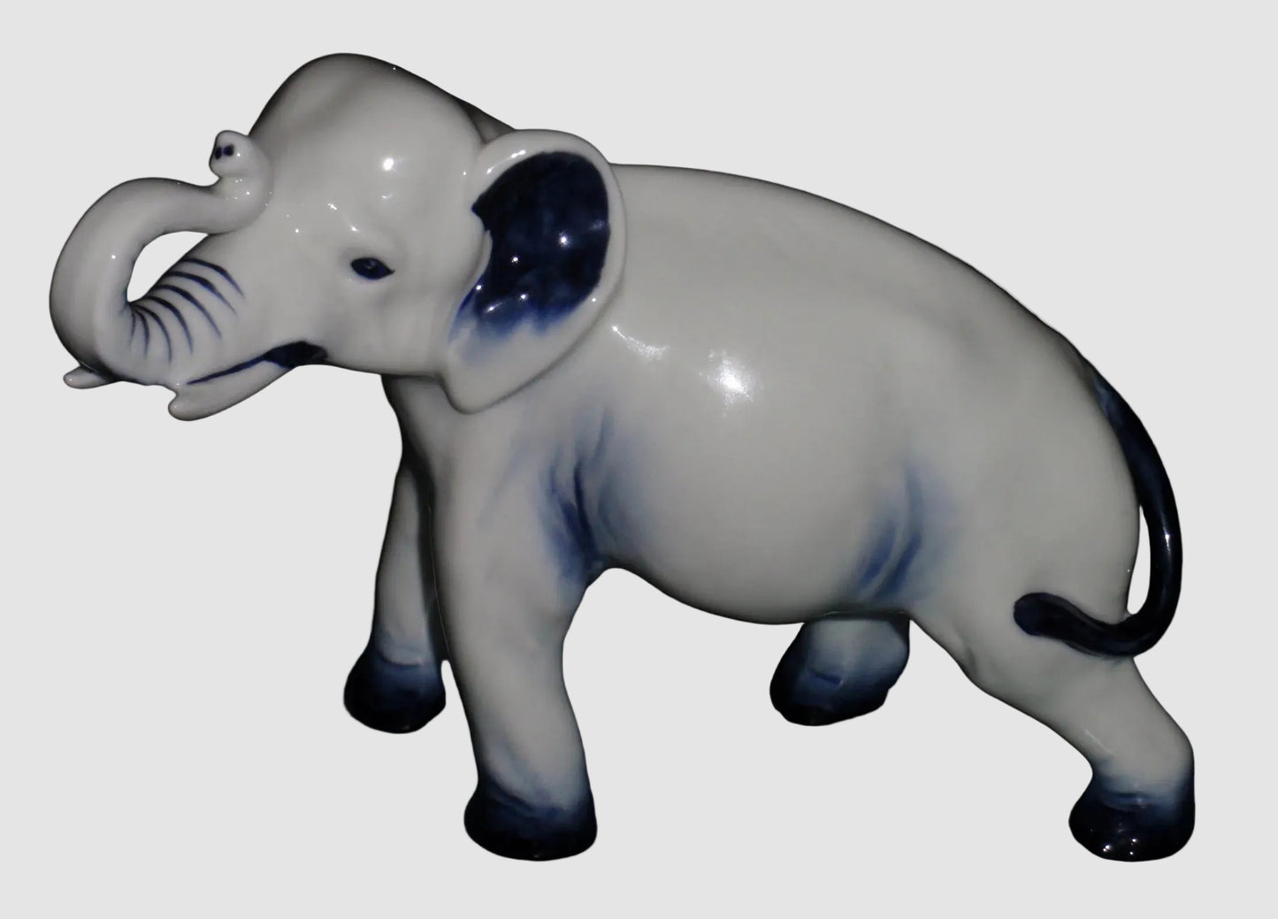 Royal Doulton Blue Flambé Elephant Figurine - Trunk in Salute - From England