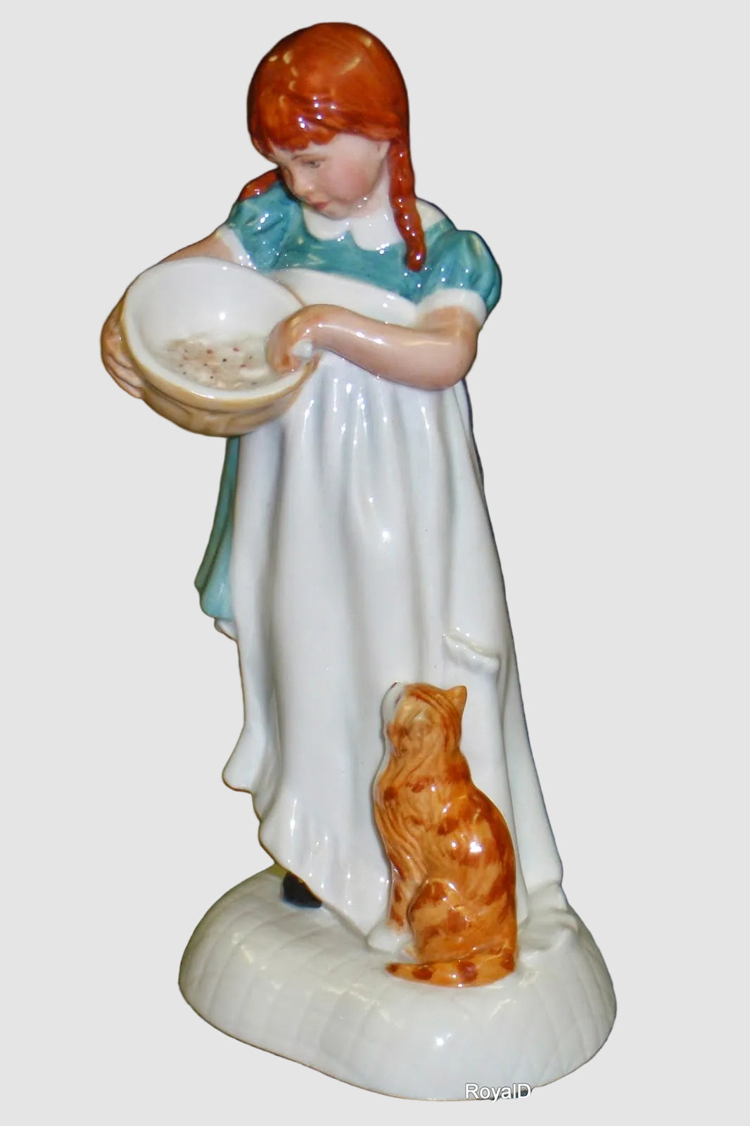 Royal Doulton Save Some For Me Figurine HN2959 Childhood Days Girl Orange Cat Baking Vintage