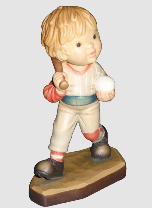 ANRI Sarah Kay "Little Leaguer" Collectors Society Baseball Wood Figurine #57907 With Original Box!