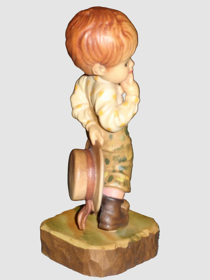 "A Little Bashful" Sarah Kay ANRI Woodcarving Figurine #57191 - Boy (5")